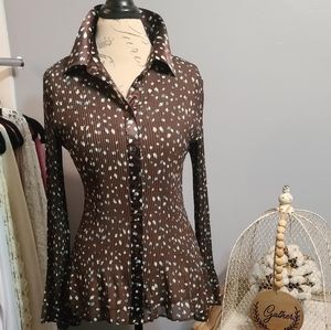 Apt 9 Brown,cream & Teal Blouse, Size XL